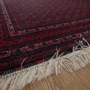 Elegant Afghan Red and Black Area Rug